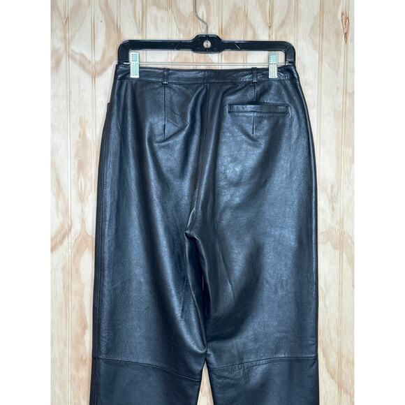 Vintage Willi Smith Black Leather Pants Size 10 Goth Y2K, Old Money, Rocker 90's - Picture 4 of 8